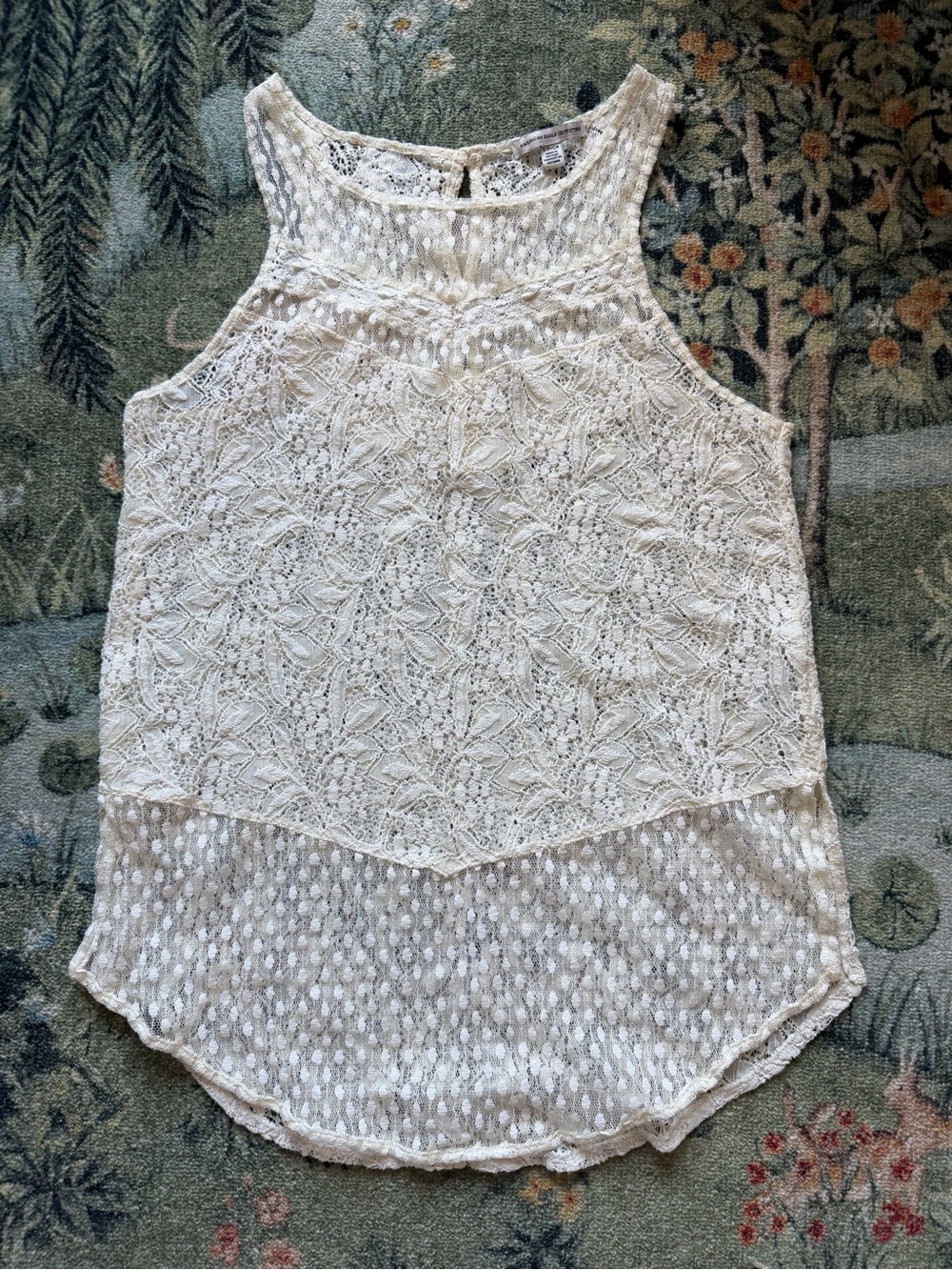 Y2K American Eagle Lace Tank Top Size Small Cream/White